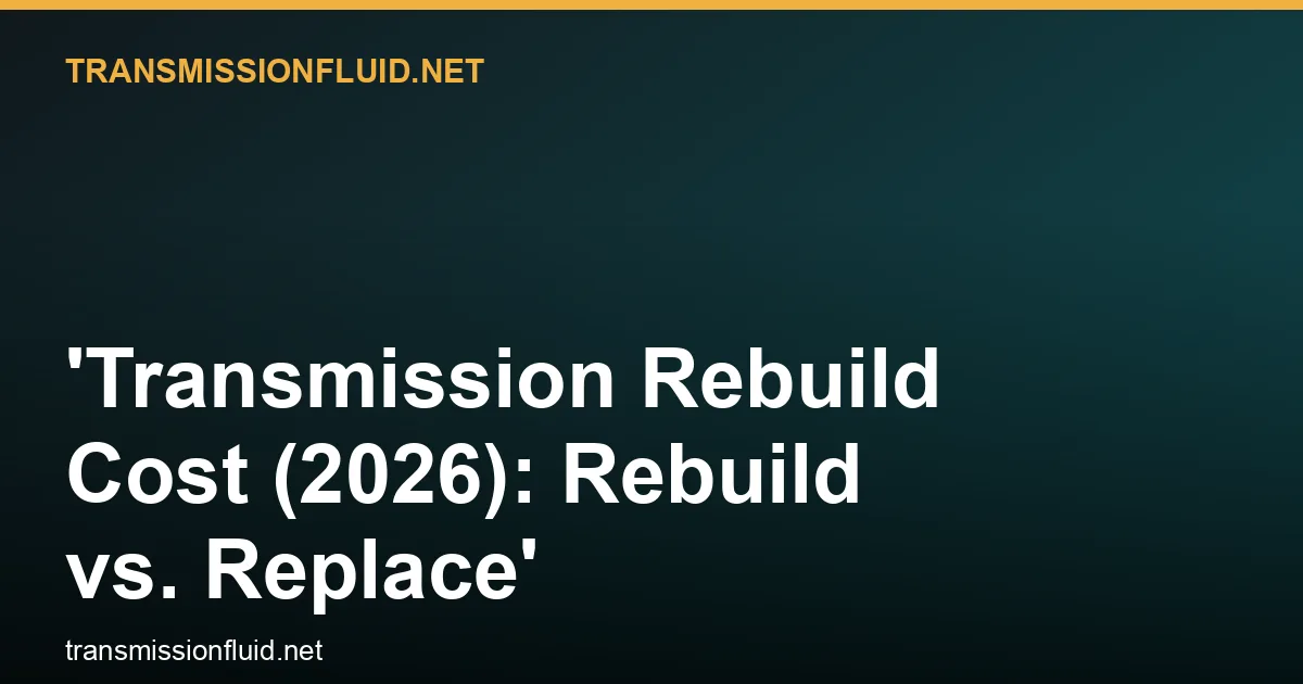 Transmission Rebuild Cost (2026): Rebuild vs. Replace